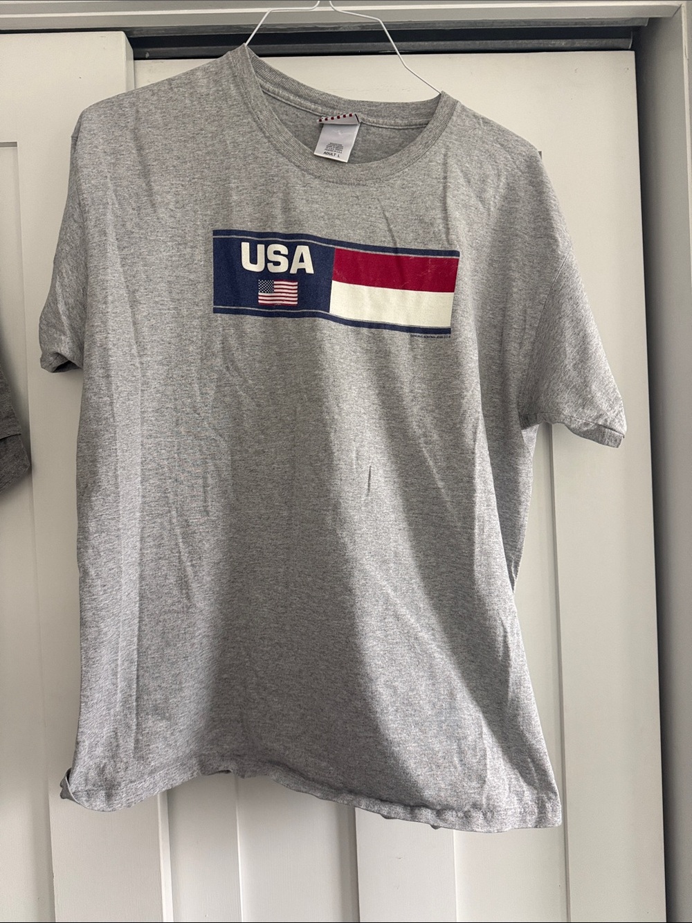 2 USA Graphic Crewneck T-Shirts- Gray sold together